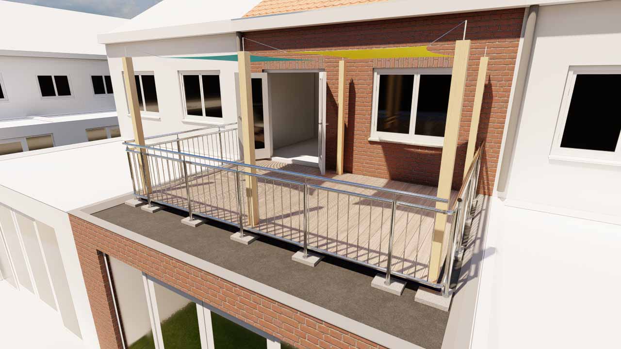 Dakterras op aanbouw